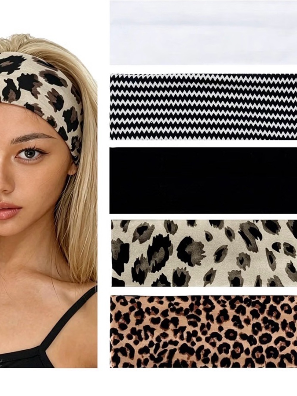 SIX NIP NEW Patriotic Red, White & Blue Headband - 5 neutral and leopard